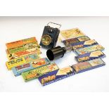 Quantity of Ensign Ltd mid 20th Century coloured lantern slide pictures, boxed together with a