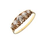 Five stone diamond ring, stamped 18ct, the graduated old cuts totalling approx 0.58ct, size Q½, 3.3g