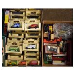 Two boxes containing an assortment of die-cast and other model vehicles to include examples by