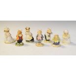 Royal Doulton - Beatrix Potter figures - Poppy Eyebright DBH1, Lady Woodmouse DBH5, Mr Apple DBH2,