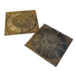 Two brass square clock dials, John Rogers, Leominster and Webster, Salop, both 10" square Condition: