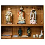 Group of Oriental ceramics to include; three Japanese figures of Immortals, together with a pair