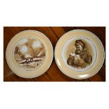 Pair of Grimwades Bruce Bairnsfather transfer printed monochrome plates depicting First World War