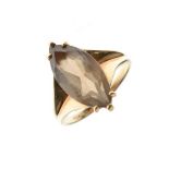 Dress ring set smoky coloured quartz, the shank stamped 10k, size Q Condition: