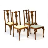 Set of four early 20th Century carved beech or fruitwood occasional chairs, each having a stipple