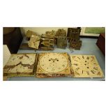 Eight assorted 18th and 19th Century longcase clock movements to include; a posted type with count