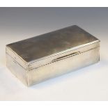 Silver cigar/cigarette box, the hinged cover with presentation inscription to Lieutenant A.L. Work