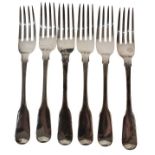 Set of six George III Fiddle pattern table/dinner forks, London 1817, 12.1toz approx Condition: