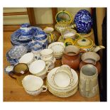 Group of assorted ceramics to include; Doulton relief moulded buff stoneware mug, 19th Century and