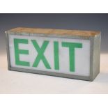 Metal cased illuminated exit sign, 43cm wide Condition: