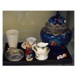 Keelings Losol Ware magnolia pattern jar and cover, Royal Doulton Bunnykins 'Family Photograph'