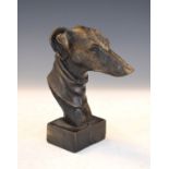 Bronze finish bust of a greyhound, 22cm high Condition: