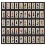 Assorted framed military and regimental cigarette cards to include; full set of 50 Players Indian