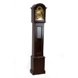 Reproduction chiming grandmother clock by Metamec, the break arched brass dial with silvered Roman