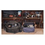 Selection of assorted cameras to include; Pentax ME camera body with Asahi 50mm lens, Tamron 80-