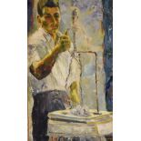 R. Cosgrove - Oil on canvas - Portrait of a craftsman at work, signed and dated 61 lower right, 91cm