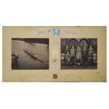 Oxford University Rowing Interest - Two early 20th Century photographs with watercolour scripts