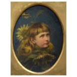 W.Stevenson (19th Century) - Oval oil on board - Portrait of the young Ivor Sant, the long haired