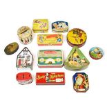 Selection of vintage confectionery and advertising tins to include; Sooty Junior xylophone,