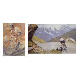 Cycling Interest - Two signed limited edition prints, the first Tommy Simpson on Mount Ventoux