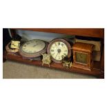 Large group of German and other clocks and clock movements to include; a Winterhalder and