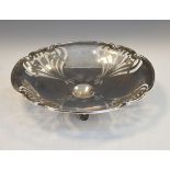 Late Victorian/Edwardian pierced silver dish with Art Nouveau style floral decoration and wavy