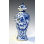 Chinese porcelain baluster shaped vase having underglaze blue decoration each side depicting two