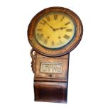 Late 19th Century American inlaid wall clock with circular Roman dial and two train spring driven