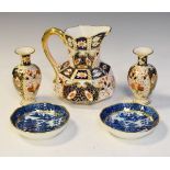 Davenport Japan pattern octagonal 'Hydra' jug having gilt serpent handle, a pair of Davenport