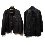 Black leather jacket by Enrico Raman with internal label of Lotus Clothing size 38" chest,