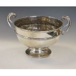George V Scottish silver two handled rose bowl with presentation inscription 'To Rev M.Bruce