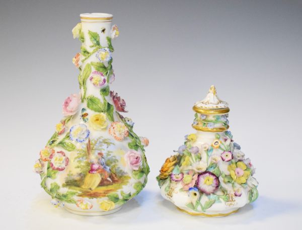 Late 19th Century German porcelain baluster shaped vase decorated with a romantic scene and with