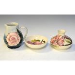 Modern Moorcroft Collectors Club jug decorated with a Rose pattern, 15cm high, a squat vase