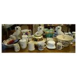 Assorted ceramics to include; three Staffordshire pottery comforter spaniels, Wade's Orcadia Ware