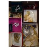 Various costume and other jewellery including 9ct gold hoop necklace etc Condition: