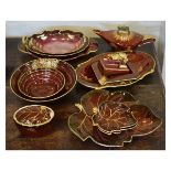 Selection of Carlton Ware Rouge Royale ceramics to include; an Aladdin type table lighter, shaped