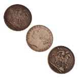 Coins - Three Victorian crowns 1845, 1893 and 1898 Condition: