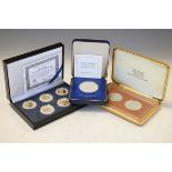 Coins - Cook Islands $25 silver proof coin 1977, a pair of Cook Islands proof coins and a set of