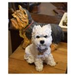 Country Artists - Two large dog figurines 'Ben Westie' a white West Highland Terrier, and a