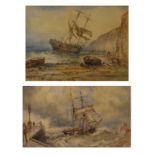 John Taylor Allerston - Two watercolours - Stormy shipping scenes, each signed and dated 1897 and