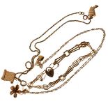 9ct gold gate link bracelet, together with a 9ct gold pendant and chain, 12.2g approx, also a yellow