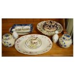 Group of assorted ceramics to include; a Victorian transfer printed and painted platter of
