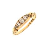 18ct gold ring set five diamonds, size M, 2.5g approx Condition: