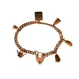 9ct gold charm bracelet, 25.2g approx Condition: