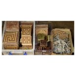 Large selection of late Victorian and later encaustic tiles to include; a selection with Greek Key