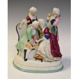 Late 19th/early 20th Century Continental porcelain figural deskstand, formed as a group of 18th