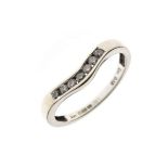 9ct white gold ring set seven diamonds, size J½, 1.4g approx Condition: