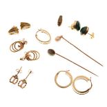 Various gold and yellow metal earrings etc Condition: