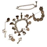 Silver charm bracelet, a bracelet formed from silver threepenny bits and another white metal