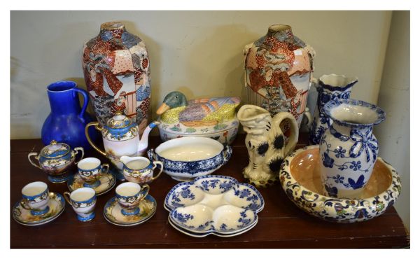 Group of assorted ceramics to include; a Japanese Noritake part coffee service, painted with